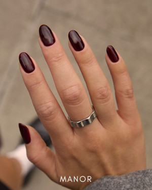 Deep burgundy gel polish shade