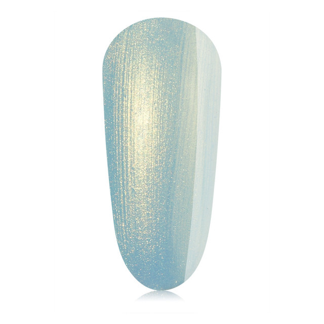 Blue-green glittery gel polish