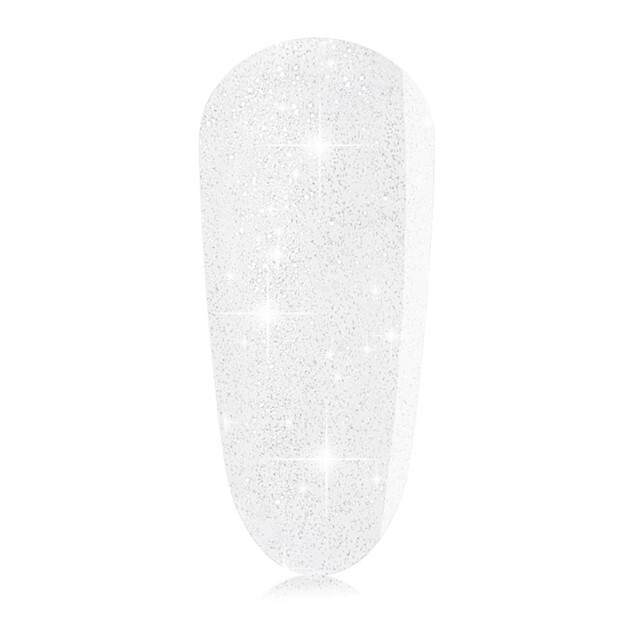 Glittery silver-white gel polish