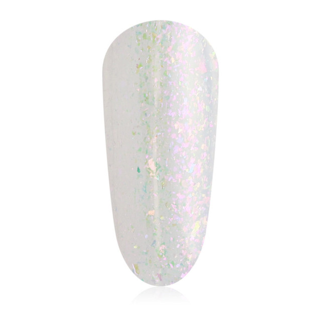 Glittery white gel polish
